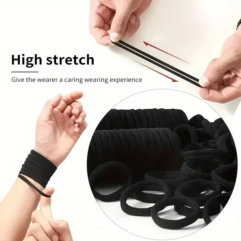 Elastic Black Hair Band Set