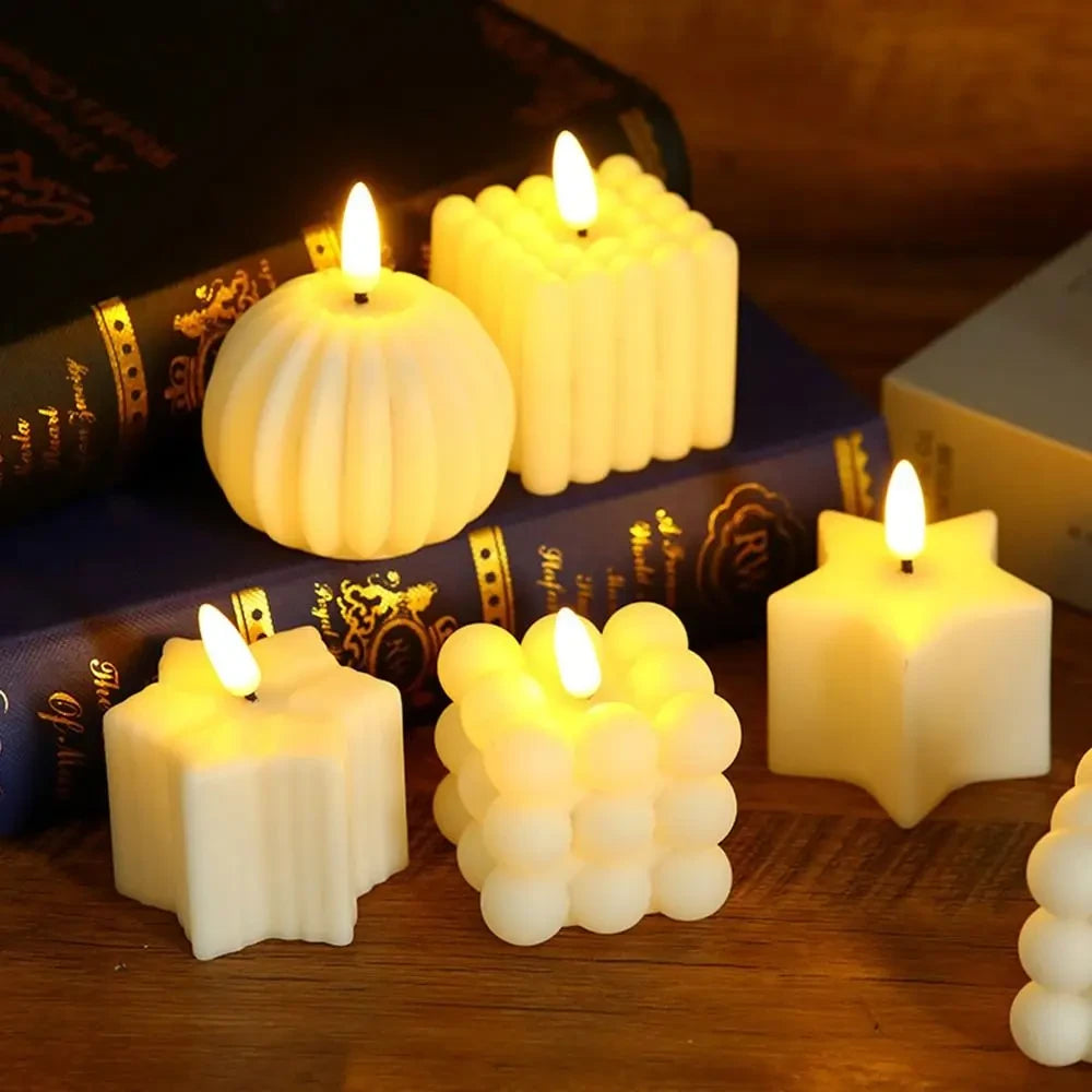 White Plastic LED Warm Light Candle