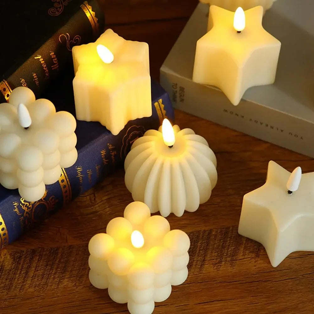 White Plastic LED Warm Light Candle