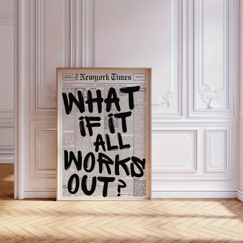 Modern Positive Quote Newspaper Canvas Poster