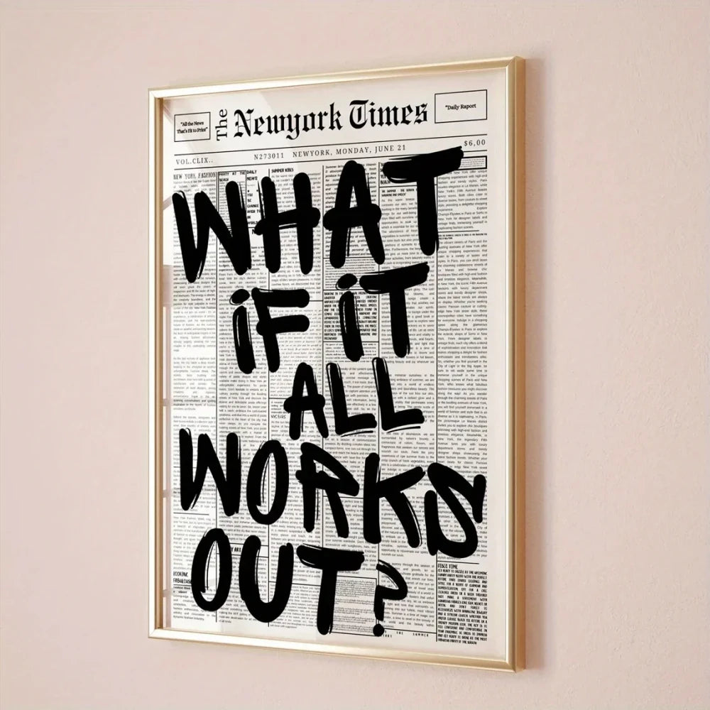 Modern Positive Quote Newspaper Canvas Poster