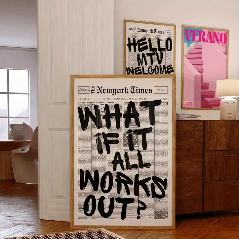 Modern Positive Quote Newspaper Canvas Poster