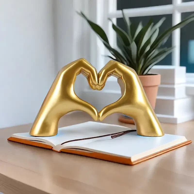 Golden Heart Hand Statue