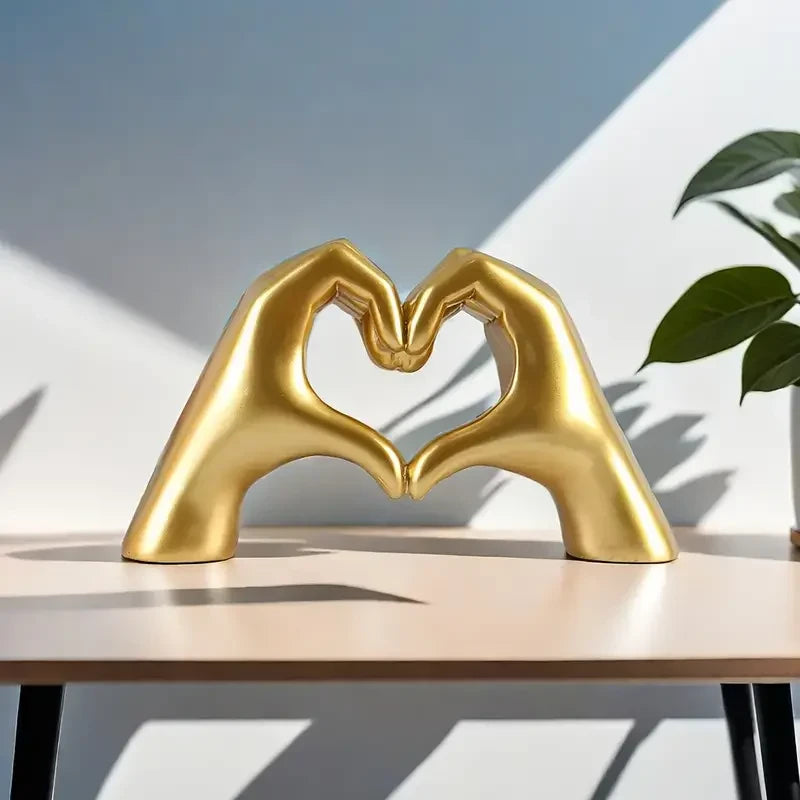 Golden Heart Hand Statue