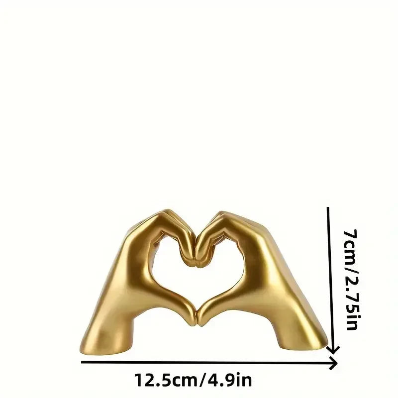 Golden Heart Hand Statue