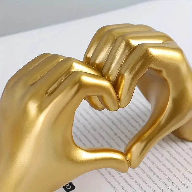 Golden Heart Hand Statue