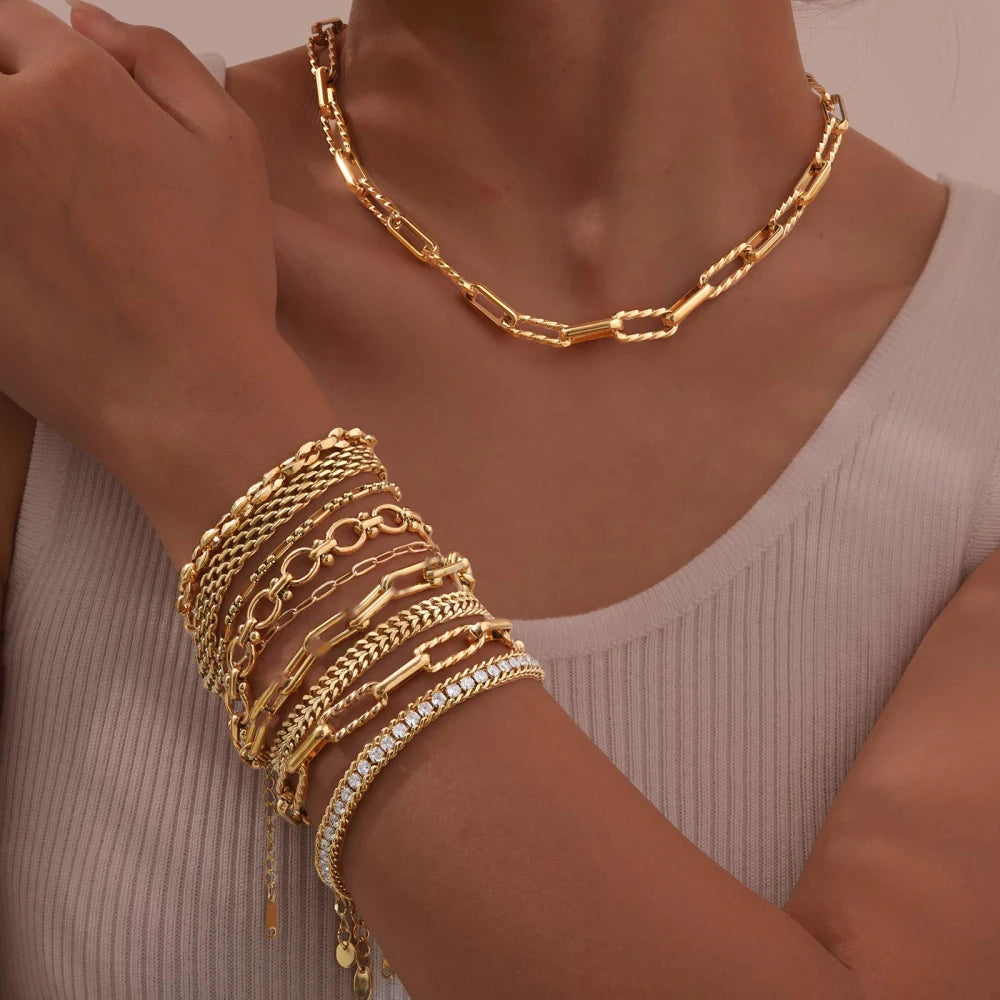 Gold Plated Paperclip Chain Bracelet
