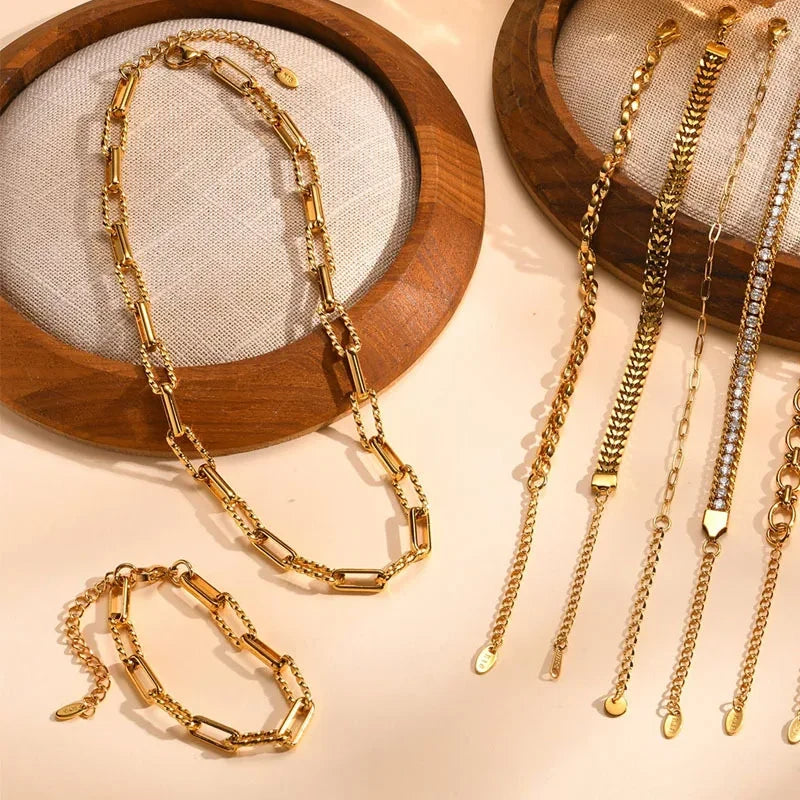 Gold Plated Paperclip Chain Bracelet