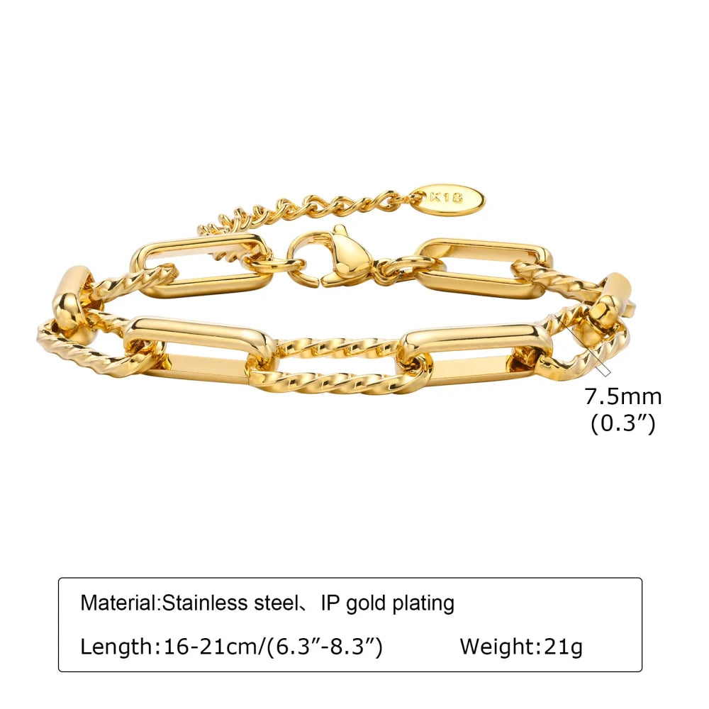 Gold Plated Paperclip Chain Bracelet