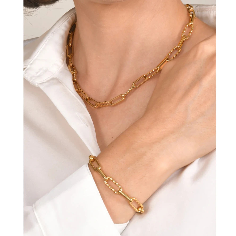 Gold Plated Paperclip Chain Bracelet