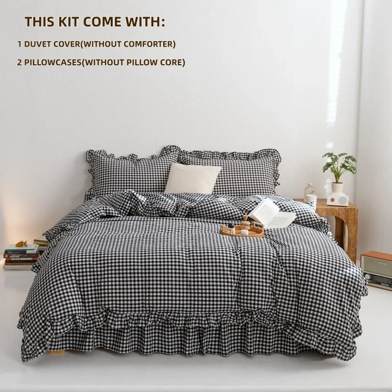 Black Plaid Duvet Cover Set