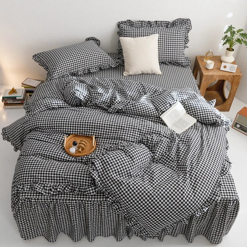 Black Plaid Duvet Cover Set