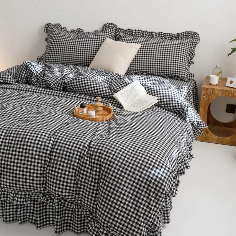 Black Plaid Duvet Cover Set
