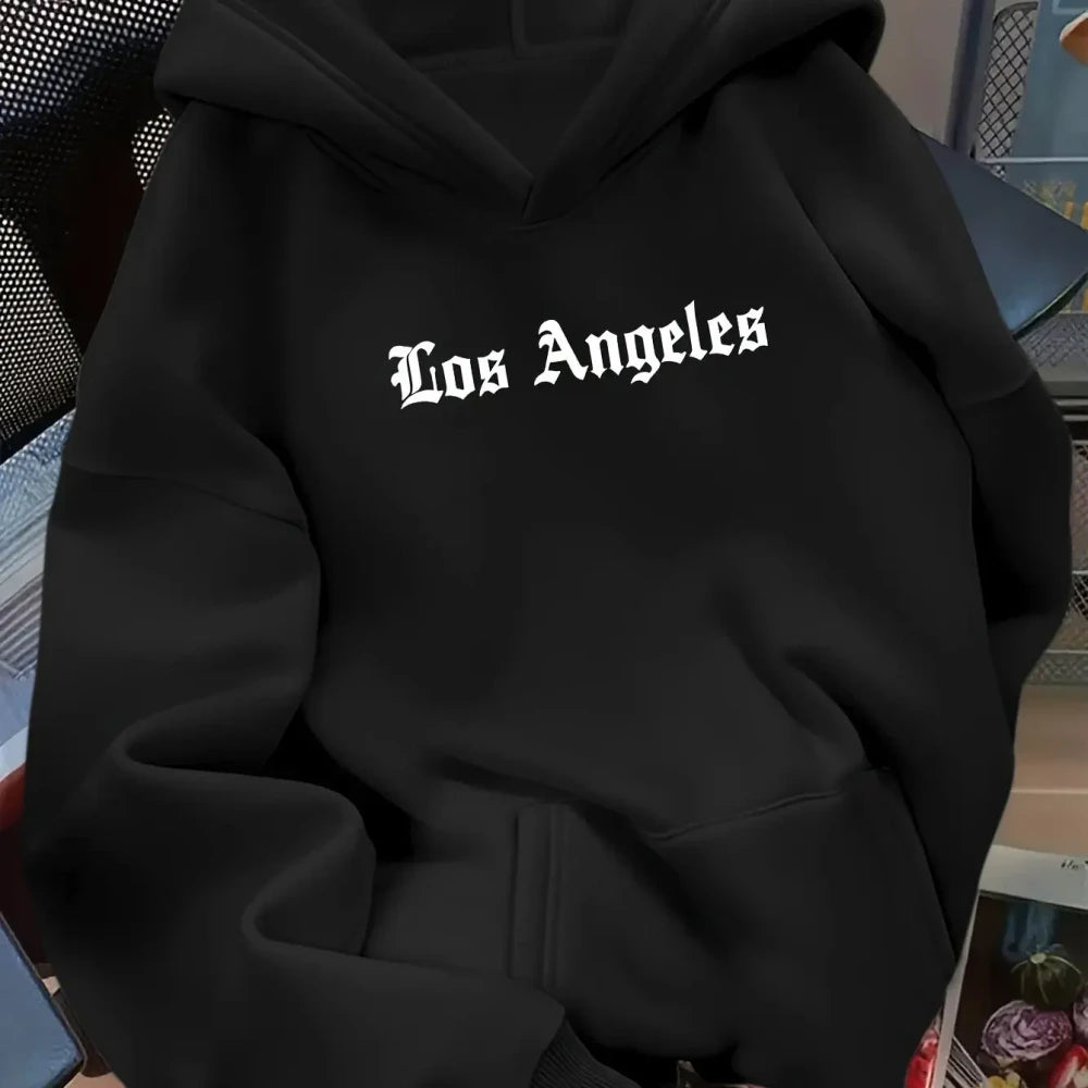 LA Letter Print Hoodie