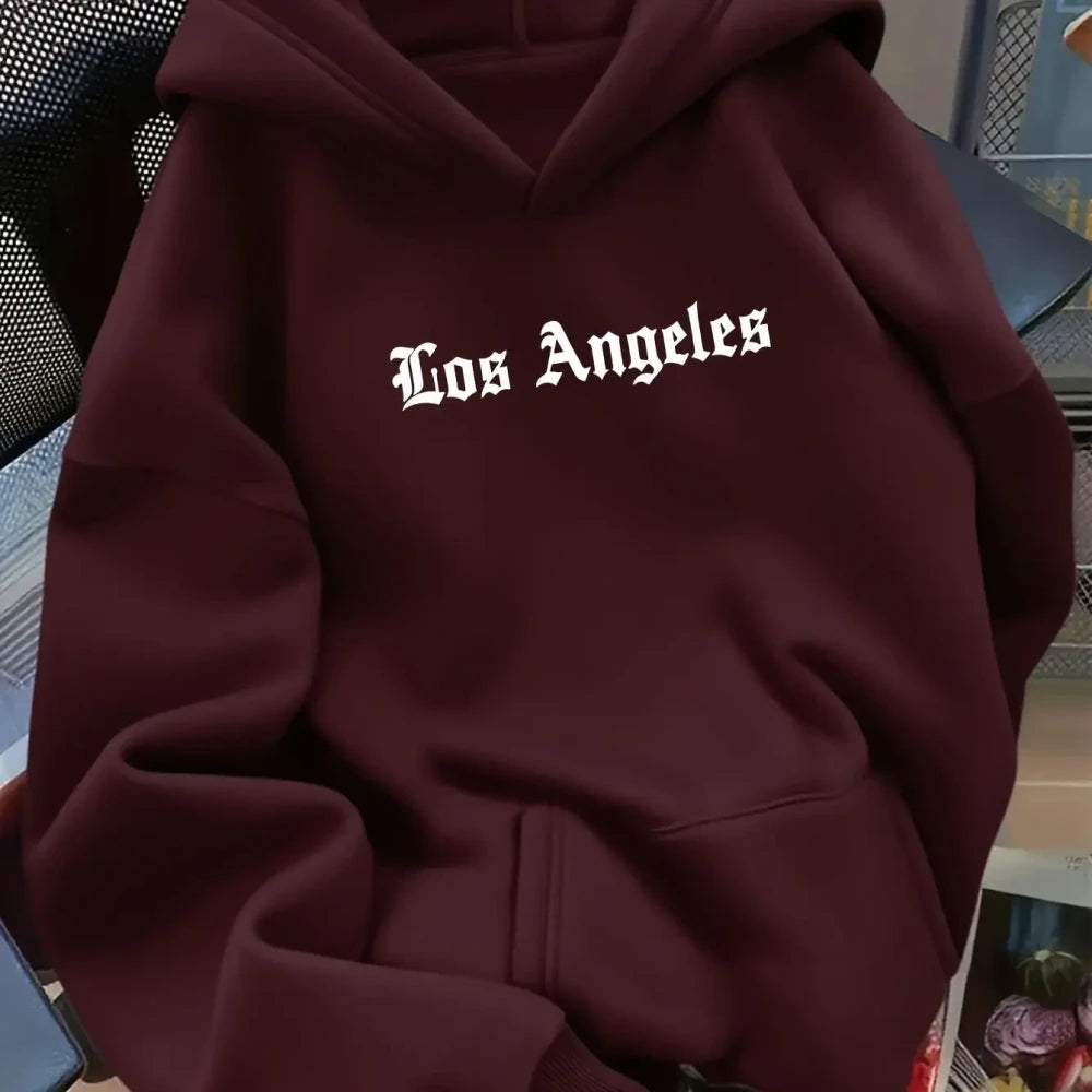 LA Letter Print Hoodie