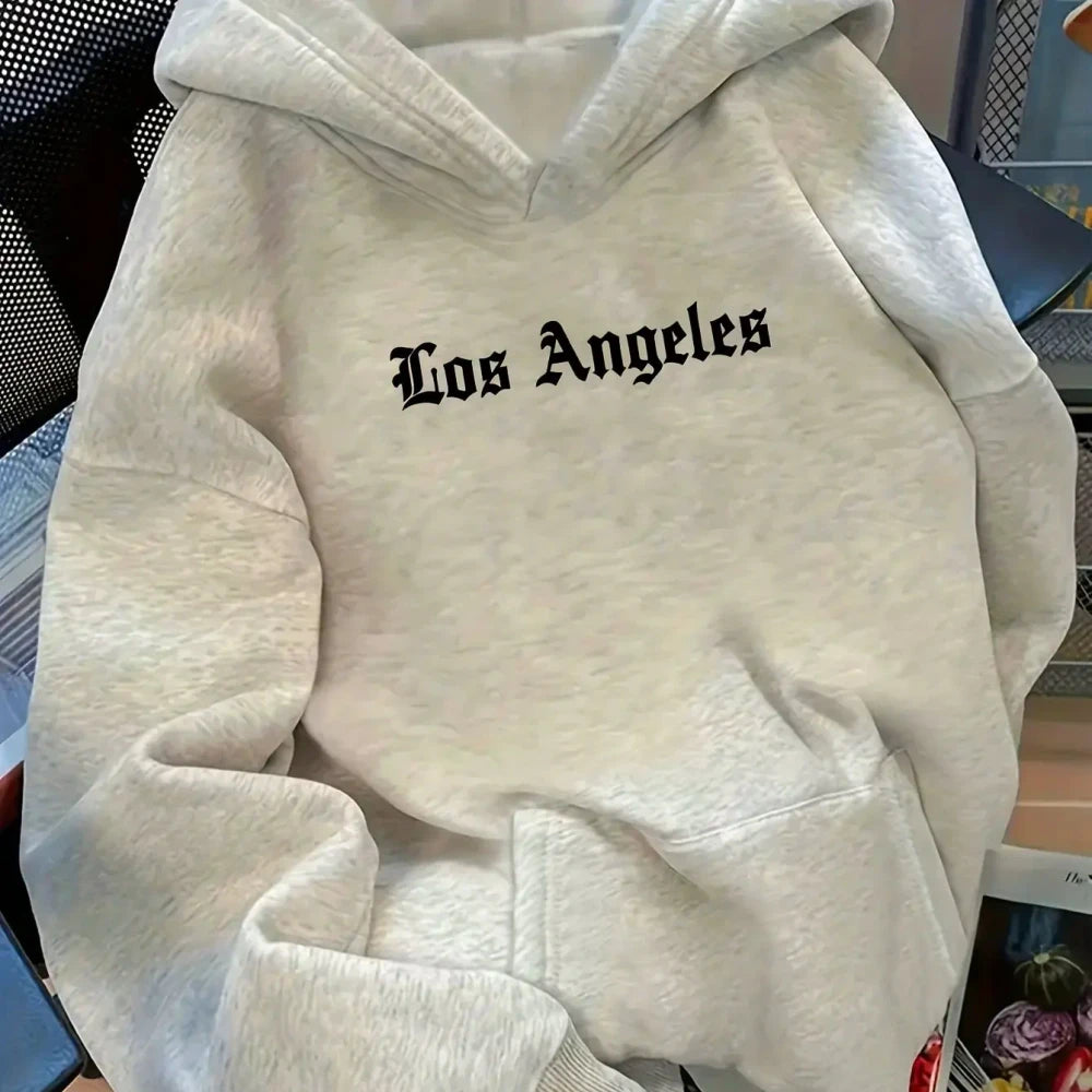 LA Letter Print Hoodie