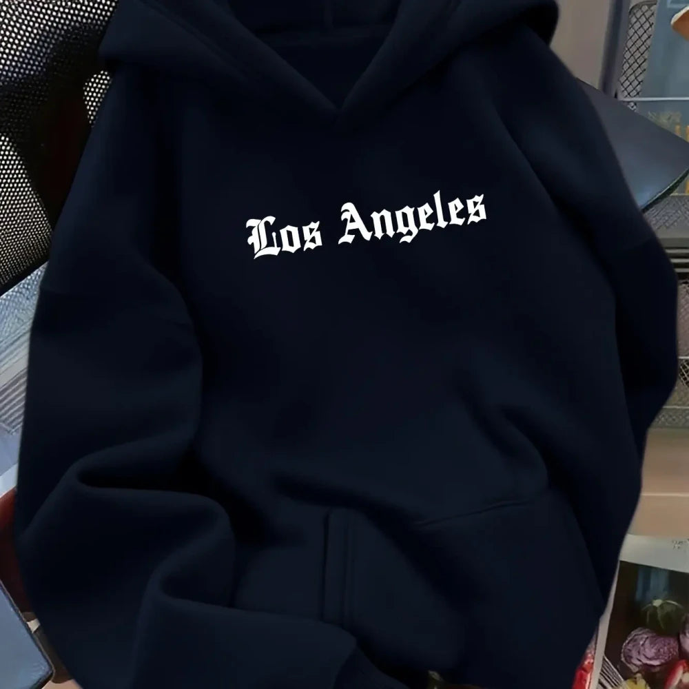 LA Letter Print Hoodie