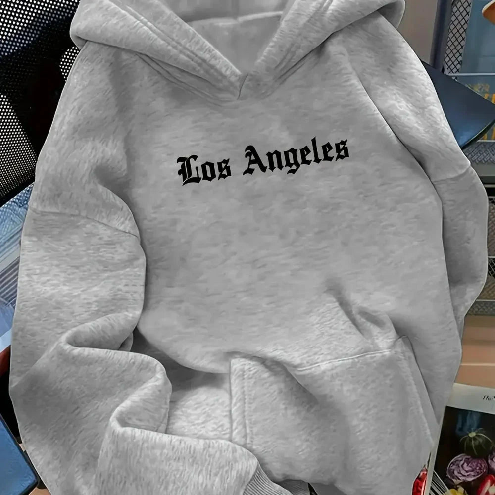 LA Letter Print Hoodie