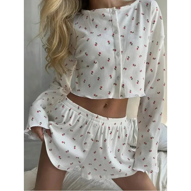 Cherry Print Pajama Set