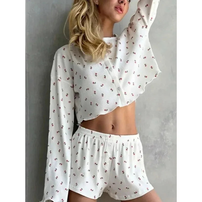 Cherry Print Pajama Set