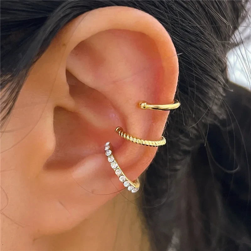 Geometric Cubic Zirconia Clip Ear Cuff