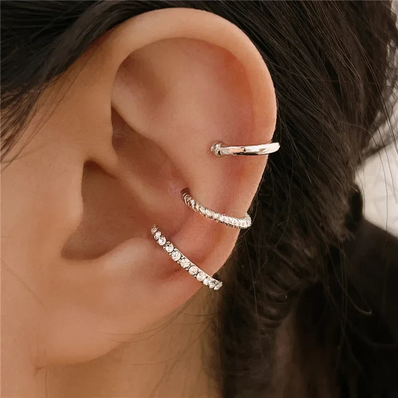 Geometric Cubic Zirconia Clip Ear Cuff