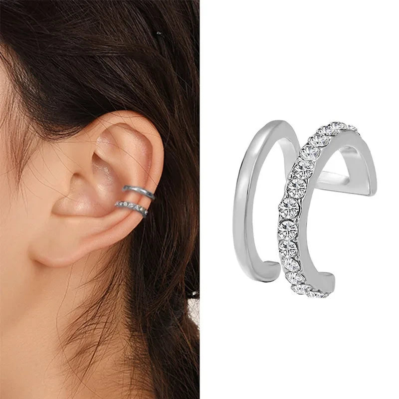Geometric Cubic Zirconia Clip Ear Cuff