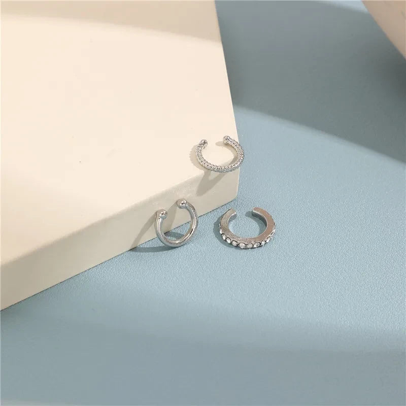 Geometric Cubic Zirconia Clip Ear Cuff