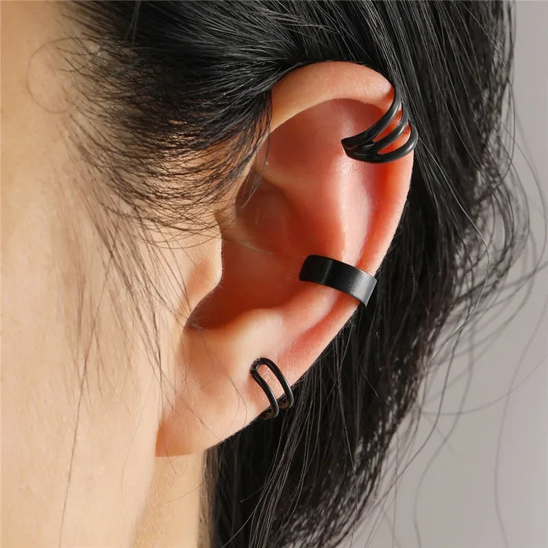 Geometric Cubic Zirconia Clip Ear Cuff