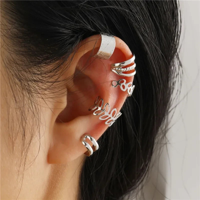 Geometric Cubic Zirconia Clip Ear Cuff