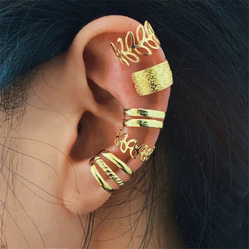 Geometric Cubic Zirconia Clip Ear Cuff