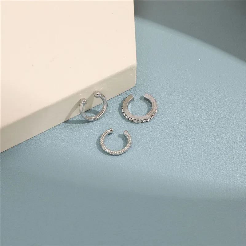 Geometric Cubic Zirconia Clip Ear Cuff