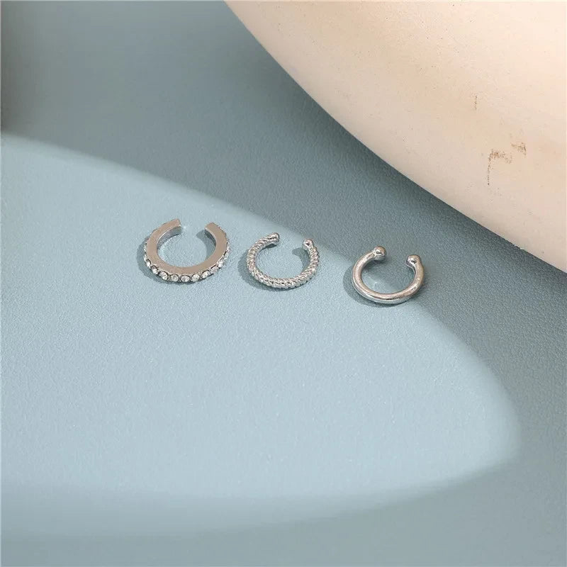 Geometric Cubic Zirconia Clip Ear Cuff